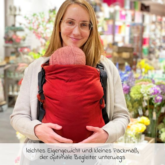 Didymos Babytrage DidyFix Fullbuckle ab Geburt - 3,5 kg - 20 kg - Anhock-Spreiz-Haltung, Bauch-, Rücken- und Hüfttrageweise, 100 % kbA-Baumwolle - Rusty Red