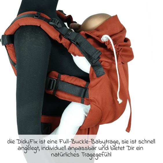 Didymos DidyFix Fullbuckle baby carrier from birth - 3.5 kg - 20 kg - squat-spread position, tummy, back and hip carry, 100% organic cotton - Rusty Red