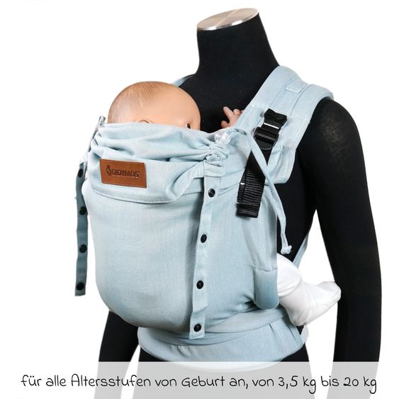 Didymos Baby carrier DidyFlow Halfbuckle from Birth - 3.5 kg - 20 kg - M-Position, Front, Back and Hip Carrying - Ocean