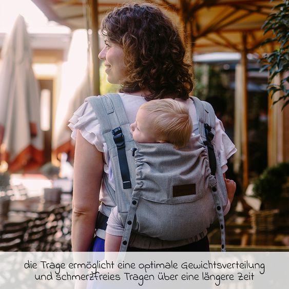 Didymos Baby carrier DidyFlow Halfbuckle from Birth - 3.5 kg - 20 kg - M-Position, Front, Back and Hip Carrying - Silver