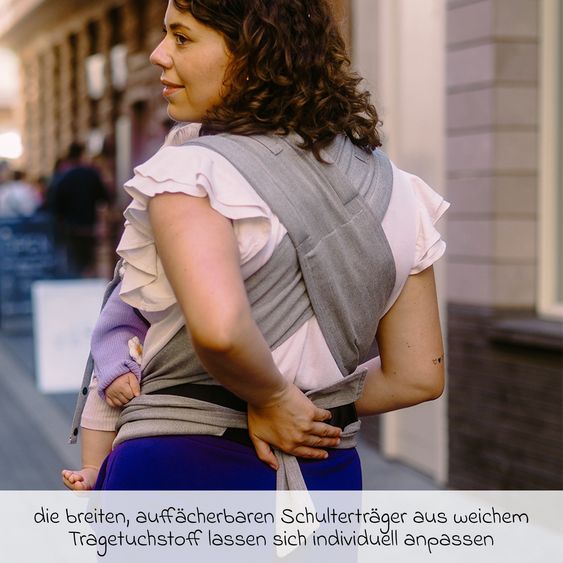Didymos Baby carrier DidyFlow Halfbuckle from Birth - 3.5 kg - 20 kg - M-Position, Front, Back and Hip Carrying - Silver