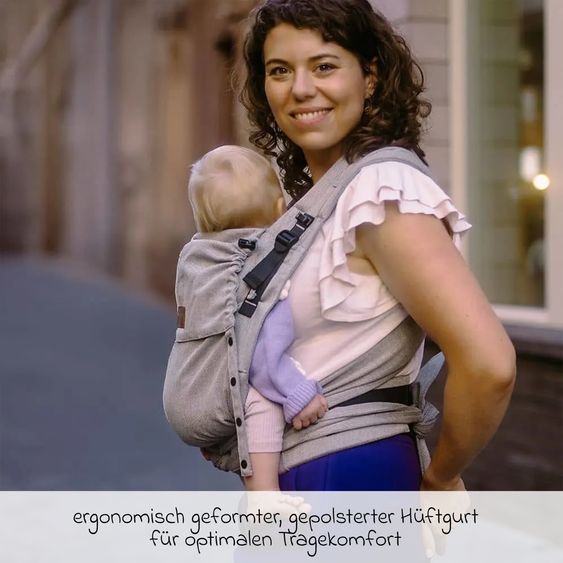 Didymos Baby carrier DidyFlow Halfbuckle from Birth - 3.5 kg - 20 kg - M-Position, Front, Back and Hip Carrying - Silver