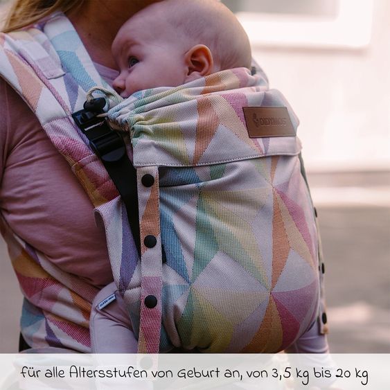 Didymos Babytrage DidyFlow  Halfbuckle ab Geburt - 3,5 kg - 20 kg - Anhock-Spreiz-Haltung, Bauch-, Rücken- und Hüfttrageweise - Zephyr