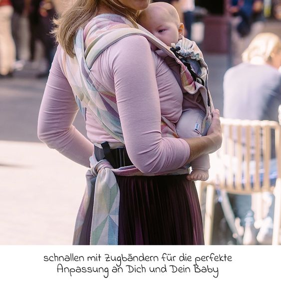 Didymos Babytrage DidyFlow  Halfbuckle ab Geburt - 3,5 kg - 20 kg - Anhock-Spreiz-Haltung, Bauch-, Rücken- und Hüfttrageweise - Zephyr