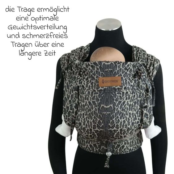 Didymos Babytrage DidyKlick 4u Halfbuckle ab Geburt - 3,5 kg - 20 kg - Anhock-Spreiz-Haltung, Bauch-, Rücken- und Hüfttrageweise, 100 % kbA-Baumwolle - Animal Print - Leo