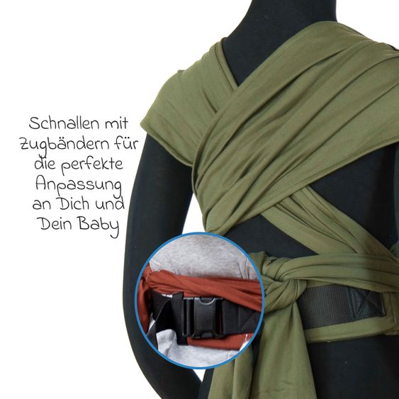 Didymos DidyKlick 4u Marsupio a mezza fibbia dalla nascita - 3,5 kg - 20 kg - posizione accovacciata, trasporto su pancia, schiena e fianchi, 100% cotone biologico - Olive