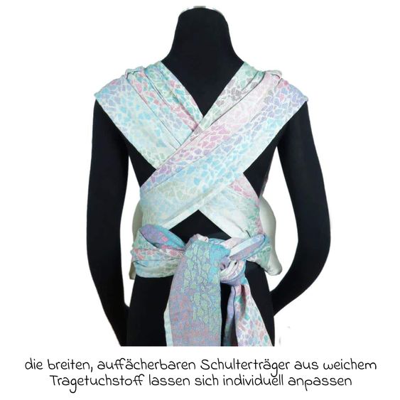 Didymos Babytrage DidyKlick 4u Halfbuckle ab Geburt - 3,5 kg - 20 kg - Anhock-Spreiz-Haltung, Bauch-, Rücken- und Hüfttrageweise, 100 % kbA-Baumwolle - Pastell gemustert - Sommermosaik