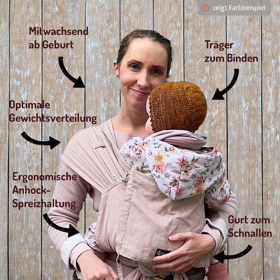 Didymos Babytrage DidyKlick 4u Halfbuckle ab Geburt - 3,5 kg - 20 kg - Anhock-Spreiz-Haltung, Bauch-, Rücken- und Hüfttrageweise, 100 % kbA-Baumwolle - Pastell gemustert - Zephyr