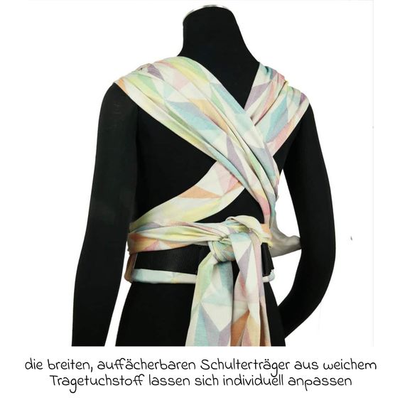 Didymos Babytrage DidyKlick 4u Halfbuckle ab Geburt - 3,5 kg - 20 kg - Anhock-Spreiz-Haltung, Bauch-, Rücken- und Hüfttrageweise, 100 % kbA-Baumwolle - Pastell gemustert - Zephyr