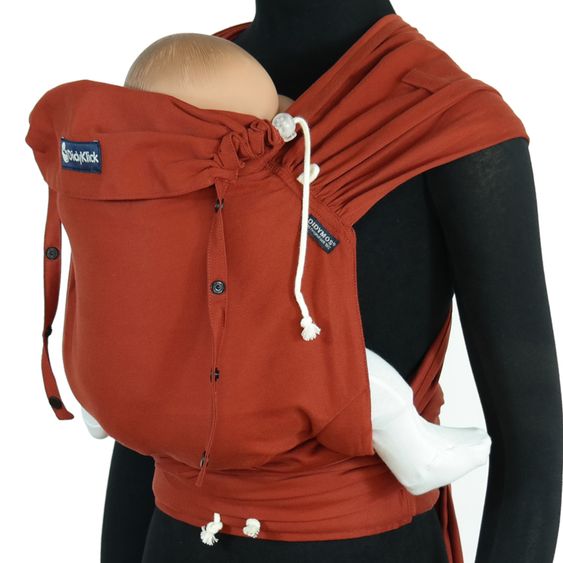 Didymos Baby carrier DidyKlick 4u Halfbuckle from birth - 3.5 kg - 20 kg - squat-spread position, tummy, back and hip carry, 100% organic cotton - Rusty Red