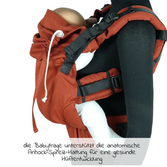 Didymos Baby carrier DidyKlick 4u Halfbuckle from birth - 3.5 kg - 20 kg - squat-spread position, tummy, back and hip carry, 100% organic cotton - Rusty Red