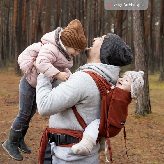 Didymos DidyKlick 4u Marsupio a mezza fibbia dalla nascita - 3,5 kg - 20 kg - posizione accovacciata, trasporto su pancia, schiena e fianchi, 100% cotone organico - Rosso ruggine