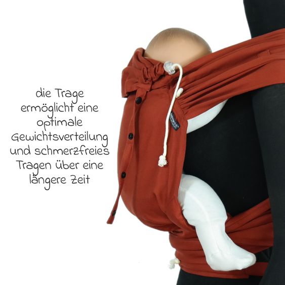 Didymos Babytrage DidyKlick 4u Halfbuckle ab Geburt - 3,5 kg - 20 kg - Anhock-Spreiz-Haltung, Bauch-, Rücken- und Hüfttrageweise, 100 % kbA-Baumwolle - Rusty Red