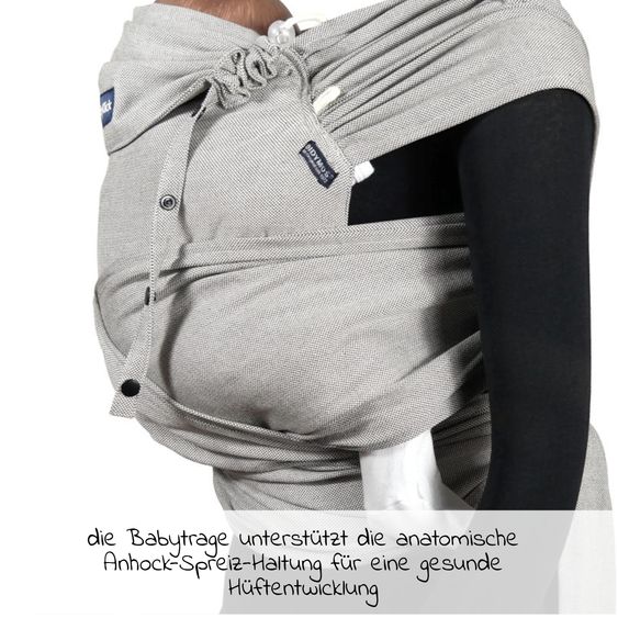 Didymos Babytrage DidyKlick 4u Halfbuckle ab Geburt - 3,5 kg - 20 kg - Anhock-Spreiz-Haltung, Bauch-, Rücken- und Hüfttrageweise, 100 % kbA-Baumwolle - Siber