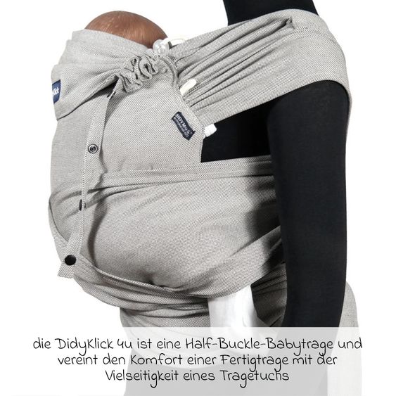 Didymos DidyKlick 4u Marsupio a mezza fibbia dalla nascita - 3,5 kg - 20 kg - posizione accovacciata, trasporto su pancia, schiena e fianchi, 100% cotone biologico - Siber