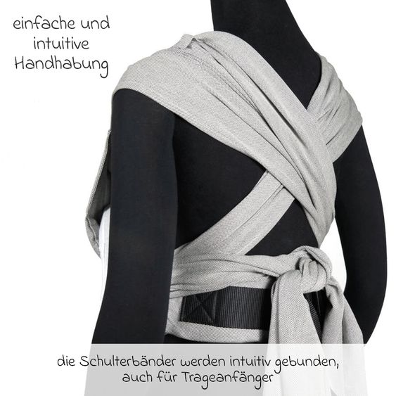 Didymos Babytrage DidyKlick 4u Halfbuckle ab Geburt - 3,5 kg - 20 kg - Anhock-Spreiz-Haltung, Bauch-, Rücken- und Hüfttrageweise, 100 % kbA-Baumwolle - Siber