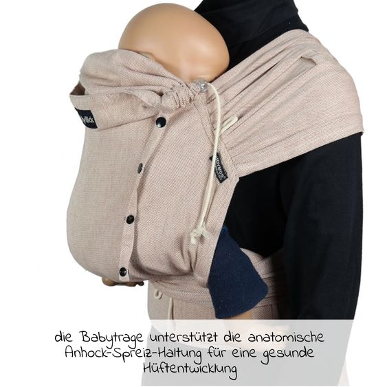 Didymos DidyKlick 4u Marsupio con mezza fibbia dalla nascita - 3,5 kg - 20 kg - posizione accovacciata, trasporto su pancia, schiena e fianchi, 100% cotone biologico - cannella