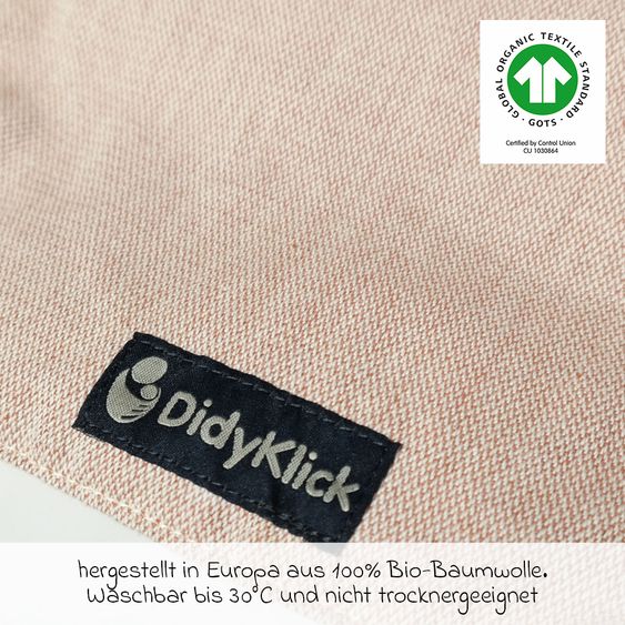 Didymos DidyKlick 4u Marsupio con mezza fibbia dalla nascita - 3,5 kg - 20 kg - posizione accovacciata, trasporto su pancia, schiena e fianchi, 100% cotone biologico - cannella