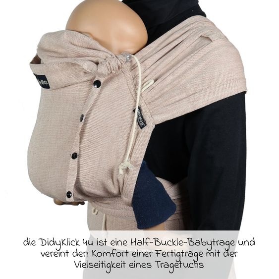 Didymos DidyKlick 4u Marsupio con mezza fibbia dalla nascita - 3,5 kg - 20 kg - posizione accovacciata, trasporto su pancia, schiena e fianchi, 100% cotone biologico - cannella