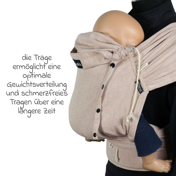 Didymos Babytrage DidyKlick 4u Halfbuckle ab Geburt - 3,5 kg - 20 kg - Anhock-Spreiz-Haltung, Bauch-, Rücken- und Hüfttrageweise, 100 % kbA-Baumwolle - Zimt