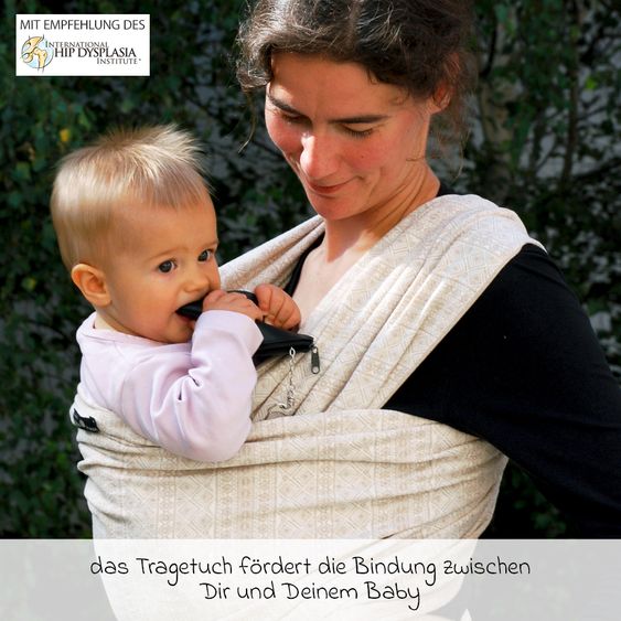 Didymos Fascia porta bebè dalla nascita - 3,5 kg - 20 kg - posizione di apertura del pancione, trasporto su pancia, schiena e fianchi, 100 % cotone biologico 68 x 470 cm - Prima - Natura