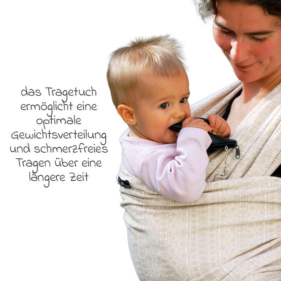 Didymos Babytragetuch ab Geburt - 3,5 kg - 20 kg - Anhock-Spreiz-Haltung, Bauch-, Rücken- und Hüfttrageweise, 100 % kbA-Baumwolle 68 x 470 cm - Prima - Natur