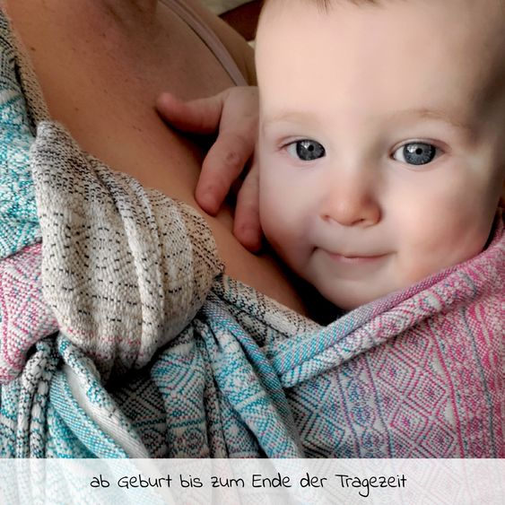 Didymos Babytragetuch ab Geburt - 3,5 kg - 20 kg - Anhock-Spreiz-Haltung, Bauch-, Rücken- und Hüfttrageweise, 100 % kbA-Baumwolle 68 x 470 cm - Prima - Pastell