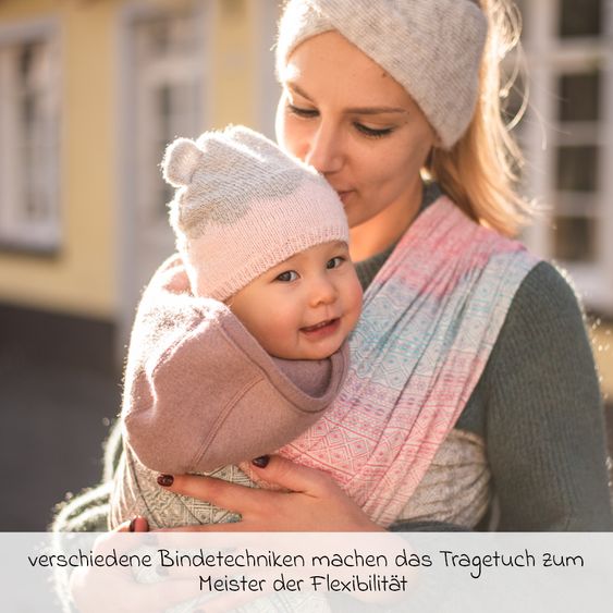 Didymos Babytragetuch ab Geburt - 3,5 kg - 20 kg - Anhock-Spreiz-Haltung, Bauch-, Rücken- und Hüfttrageweise, 100 % kbA-Baumwolle 68 x 470 cm - Prima - Pastell