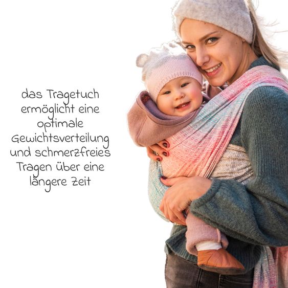 Didymos Babytragetuch ab Geburt - 3,5 kg - 20 kg - Anhock-Spreiz-Haltung, Bauch-, Rücken- und Hüfttrageweise, 100 % kbA-Baumwolle 68 x 470 cm - Prima - Pastell