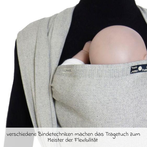 Didymos Babytragetuch ab Geburt - 3,5 kg - 20 kg - Anhock-Spreiz-Haltung, Bauch-, Rücken- und Hüfttrageweise, 100 % kbA-Baumwolle 68 x 470 cm - Silber