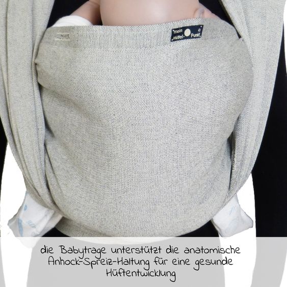 Didymos Baby sling from birth - 3.5 kg - 20 kg - spread-squat position, tummy, back and hip carry, 100% organic cotton 68 x 470 cm - silver