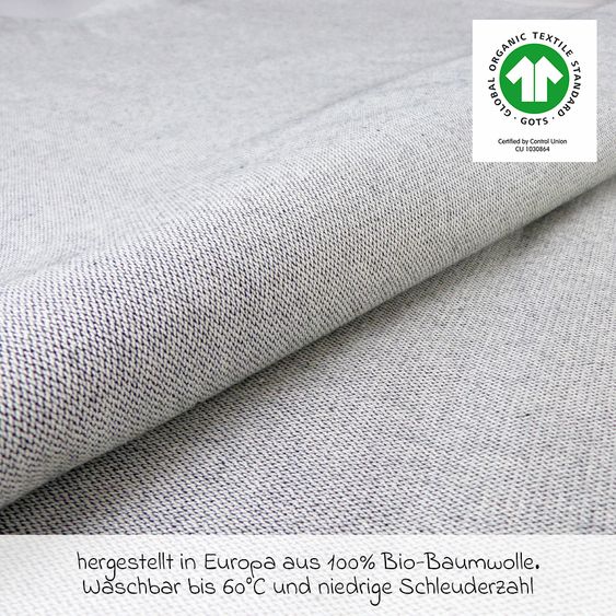 Didymos Babytragetuch ab Geburt - 3,5 kg - 20 kg - Anhock-Spreiz-Haltung, Bauch-, Rücken- und Hüfttrageweise, 100 % kbA-Baumwolle 68 x 470 cm - Silber