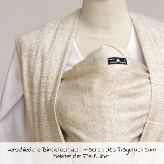 Didymos Babytragetuch ab Geburt - 3,5 kg - 20 kg - Anhock-Spreiz-Haltung, Bauch-, Rücken- und Hüfttrageweise, 100 % kbA-Baumwolle 68 x 520 cm - Prima - Natur