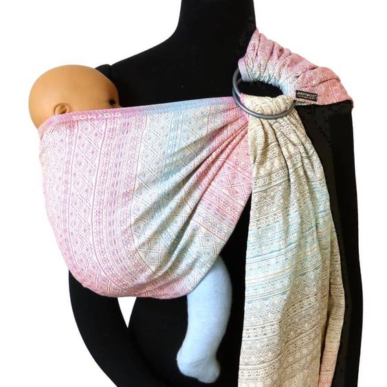 Didymos Fascia porta bebè DidySling dalla nascita - 3,5 kg - 20 kg - posizione a coppa, trasporto su pancia, schiena e fianchi, 100 % cotone biologico - Prima - Aurora