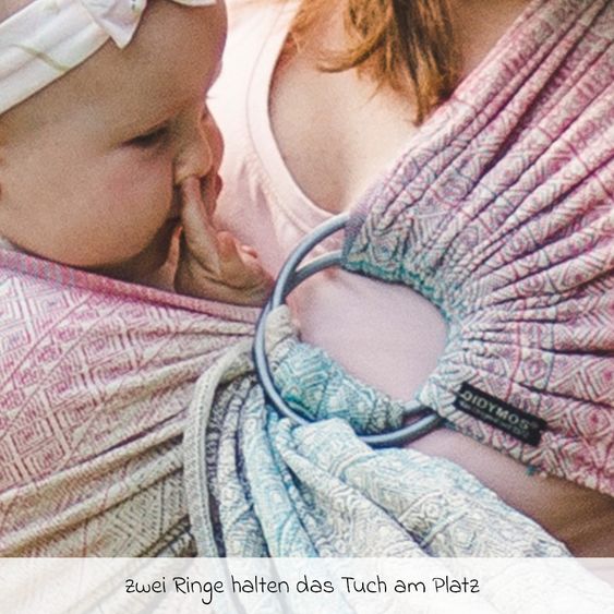 Didymos Babytragetuch DidySling ab Geburt - 3,5 kg - 20 kg - Anhock-Spreiz-Haltung, Bauch-, Rücken- und Hüfttrageweise, 100 % kbA-Baumwolle - Prima - Aurora