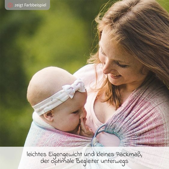 Didymos Babytragetuch DidySling ab Geburt - 3,5 kg - 20 kg - Anhock-Spreiz-Haltung, Bauch-, Rücken- und Hüfttrageweise, 100 % kbA-Baumwolle - Prima - Aurora