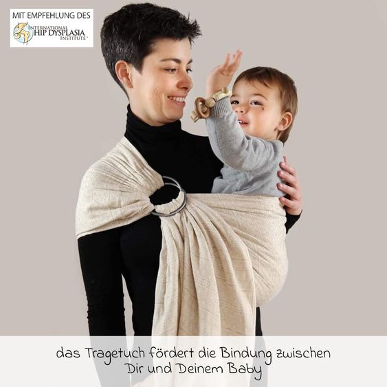 Didymos Babytragetuch DidySling ab Geburt - 3,5 kg - 20 kg - Anhock-Spreiz-Haltung, Bauch-, Rücken- und Hüfttrageweise, 100 % kbA-Baumwolle - Prima - Natur