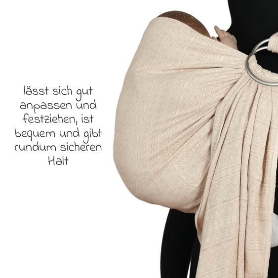 Didymos Babytragetuch DidySling ab Geburt - 3,5 kg - 20 kg - Anhock-Spreiz-Haltung, Bauch-, Rücken- und Hüfttrageweise, 100 % kbA-Baumwolle - Prima - Natur