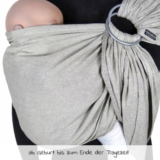 Didymos Fascia porta bebè DidySling dalla nascita - 3,5 kg - 20 kg - posizione a goccia, pancia, schiena e fianchi, 100 % cotone biologico - argento