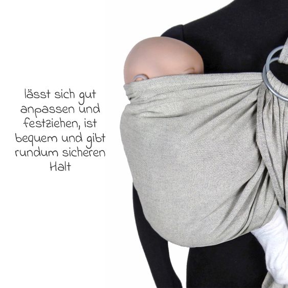 Didymos Babytragetuch DidySling ab Geburt - 3,5 kg - 20 kg - Anhock-Spreiz-Haltung, Bauch-, Rücken- und Hüfttrageweise, 100 % kbA-Baumwolle - Silber