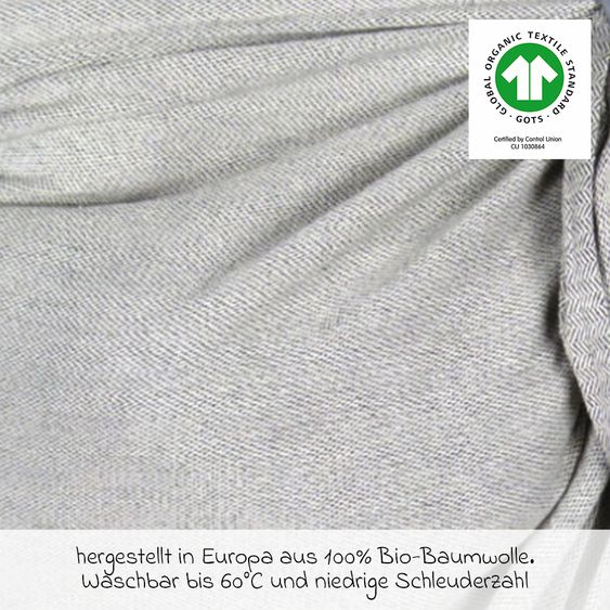 Didymos Babytragetuch DidySling ab Geburt - 3,5 kg - 20 kg - Anhock-Spreiz-Haltung, Bauch-, Rücken- und Hüfttrageweise, 100 % kbA-Baumwolle - Silber