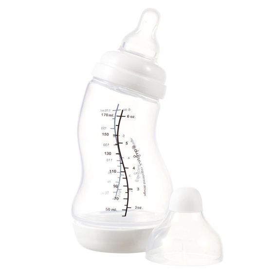 Difrax PP-Flasche S-Form Natural 170 ml - Silikon Gr. 1 - Weiß