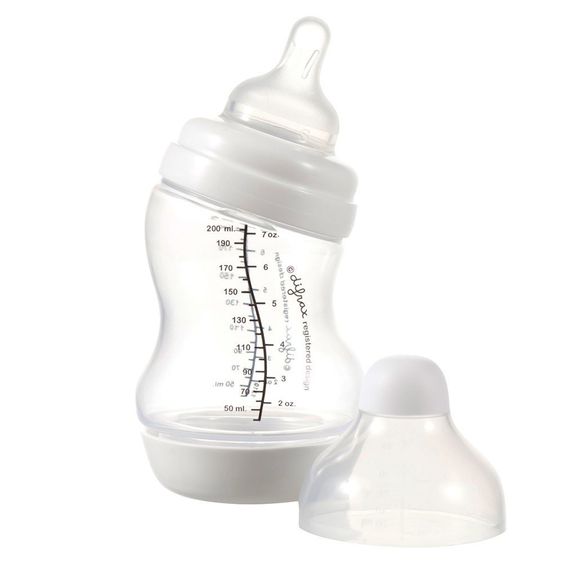 Difrax PP-Flasche S-Form Wide 200 ml - Silikon Gr. 1 - Weiß