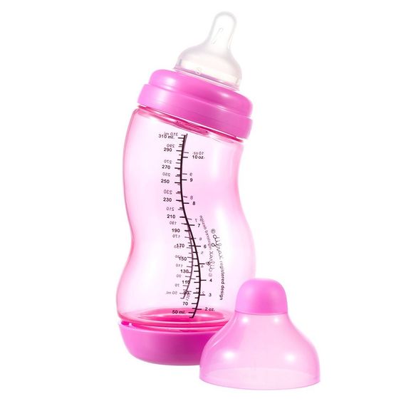 Difrax PP-Flasche S-Form Wide 310 ml - Silikon Gr. 1 - Pink