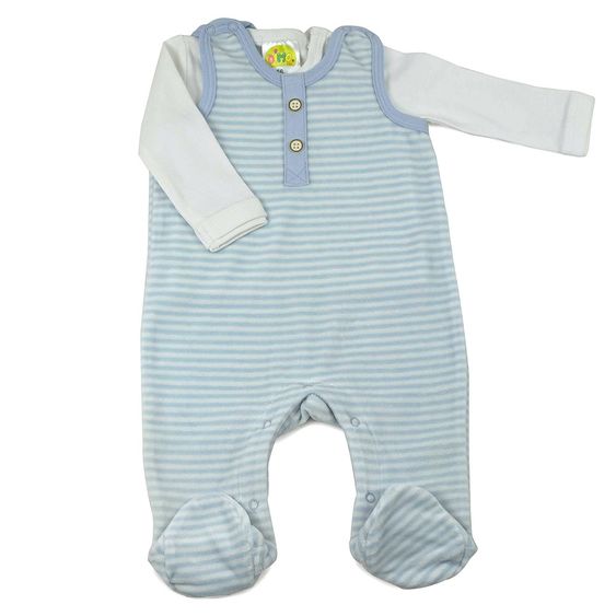 Dimotex 2-tlg. Set Strampler + Langarmshirt Nicki - Streifen Blau Weiß - Gr. 50