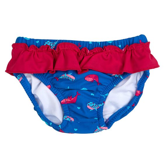 Dimotex Bade-Windelhose Walfische - Blau Rot - Gr. 62/68