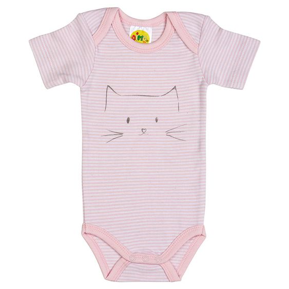 Dimotex Body Kurzarm Katze - Streifen Rosa Weiß - Gr. 50/56