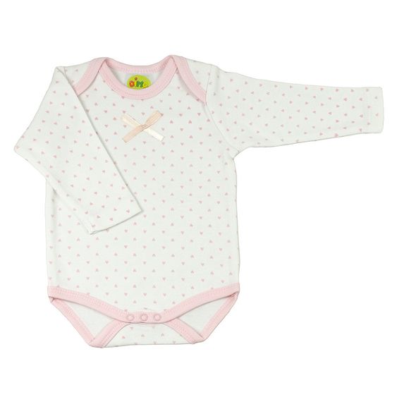 Dimotex Body Langarm - Herzen Weiß Rosa - Gr. 50/56