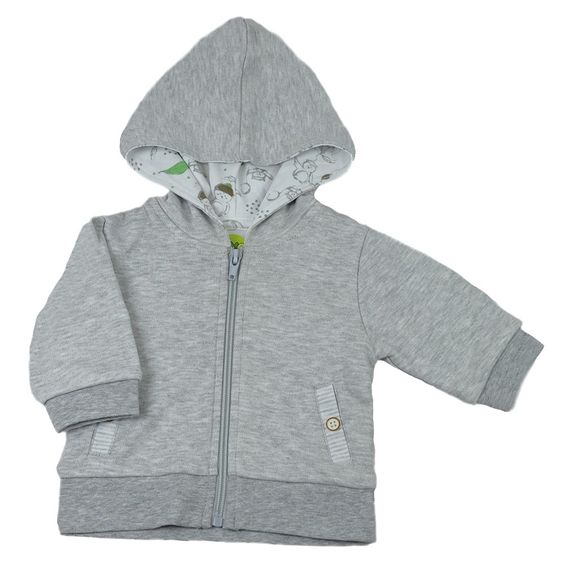 Dimotex Kapuzenjacke Bio-Baumwolle - Eule Grau Melange - Gr. 56