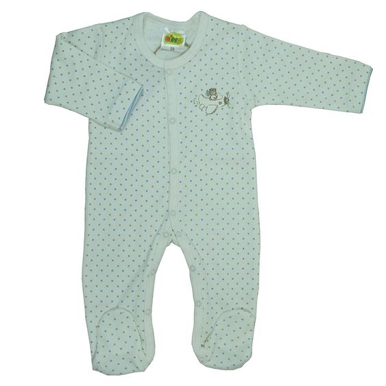 Dimotex Schlafanzug Einteiler - Bär Punkte Offwhite - Gr. 56